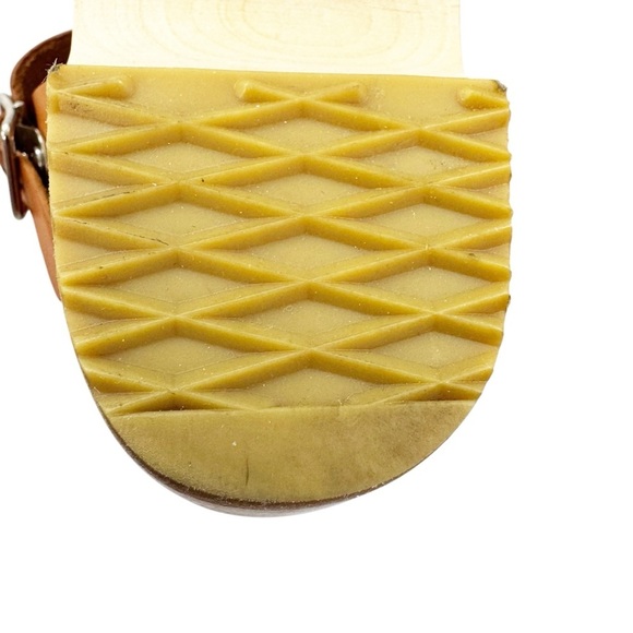 NEW Swedish Hasbeens Peep Toe Low Wood Clog Sandals Nature Size 38 US 8 - Picture 11 of 16